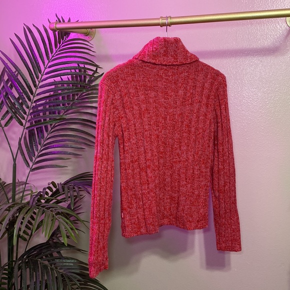 AEROPOSTALE - PINK AND RED KNIT TURTLE NECK SWEATER - Picture 8 of 8